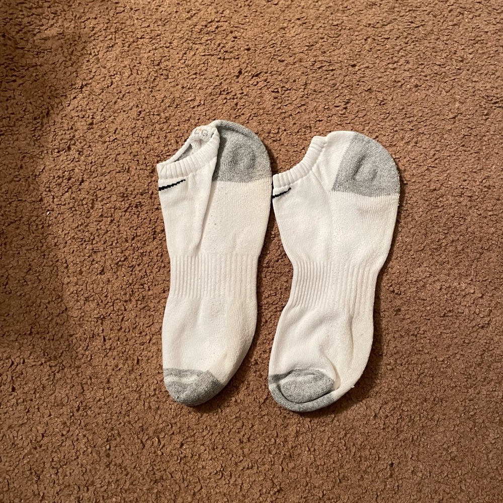 White and Gray Nike Ankle Socks